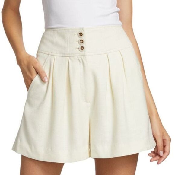 NWT Veronica Beard Alicia High-Rise Shorts Off White Sz 0 retail $ 348.00 - Picture 1 of 12